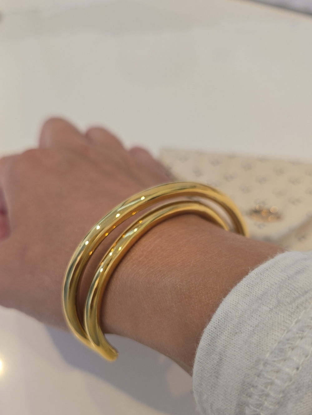Sezane Gold Color Open Cuff Bracelet, French Chic, Quiet Lux, VGUC, Paris